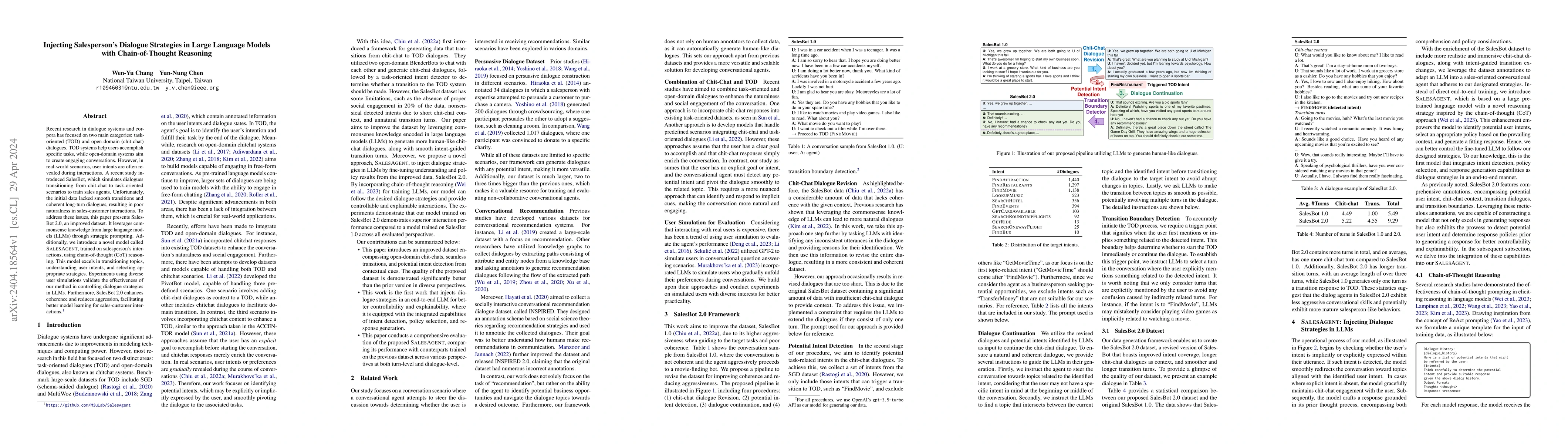 Thumbnail for Injecting Salesperson's Dialogue Strategies in Large Language Models
  with Chain-of-Thought Reasoning