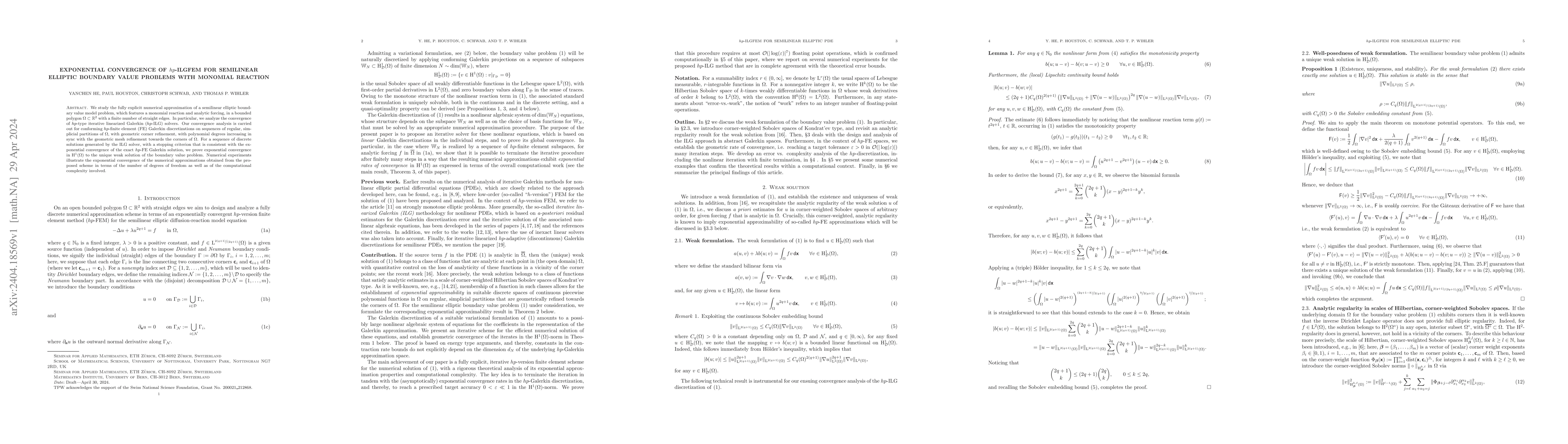 Thumbnail for Exponential Convergence of $hp$-ILGFEM for semilinear elliptic boundary
  value problems with monomial reaction