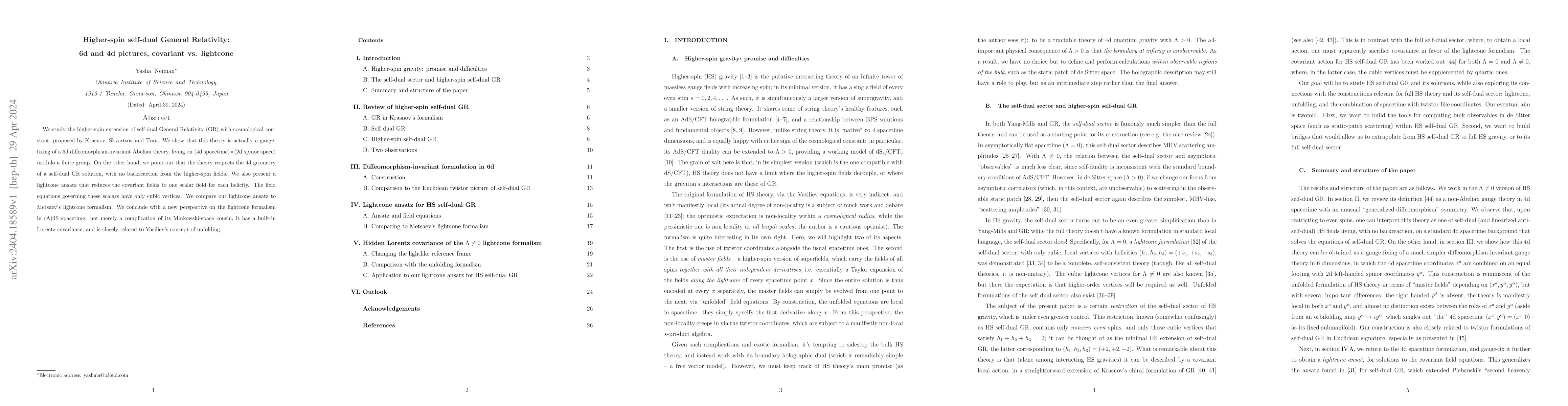 Thumbnail for Higher-spin self-dual General Relativity: 6d and 4d pictures, covariant
  vs. lightcone