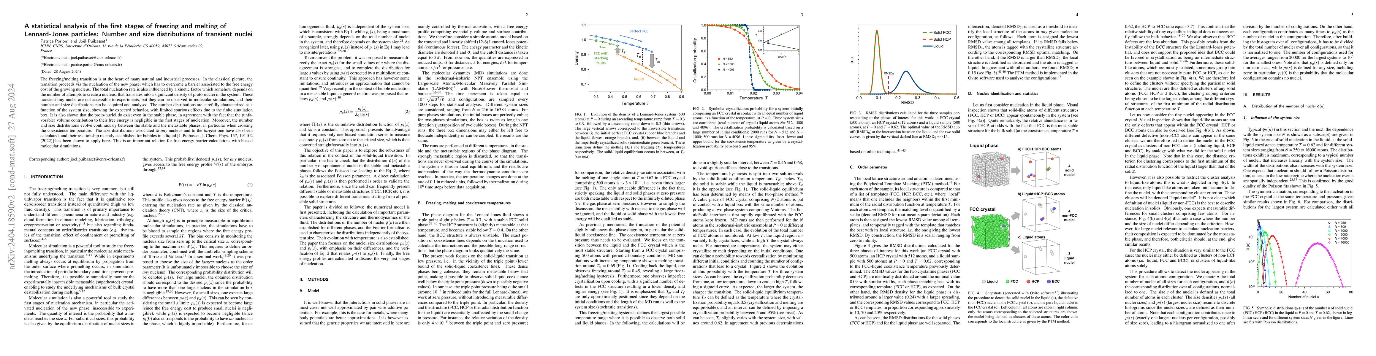 Thumbnail for A statistical analysis of the first stages of freezing and melting of
  Lennard-Jones particles: Number and size distributions of transient nuclei