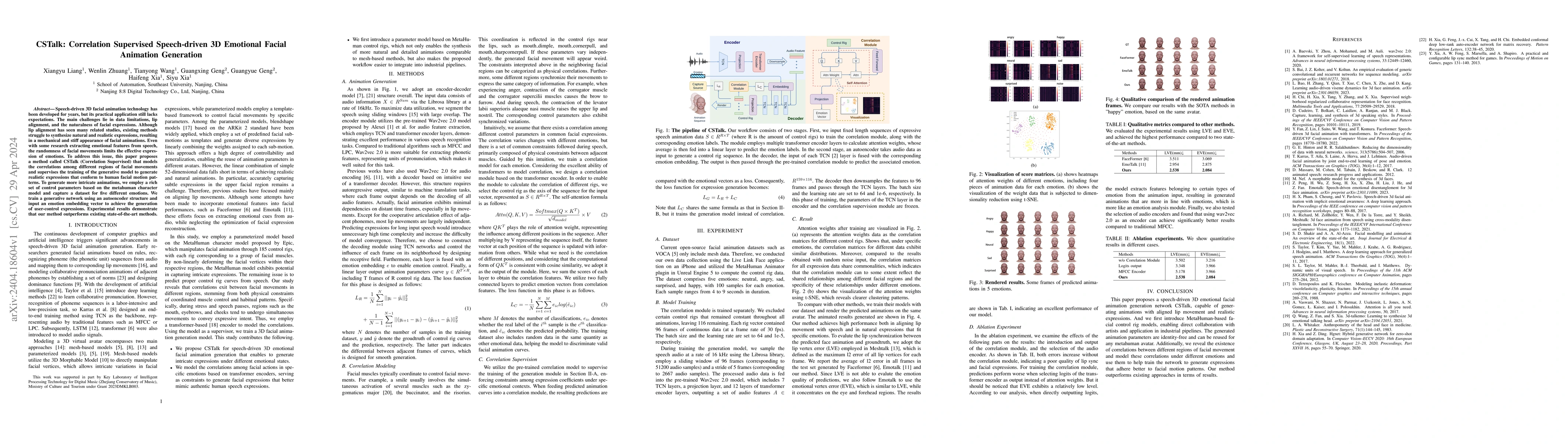 Thumbnail for CSTalk: Correlation Supervised Speech-driven 3D Emotional Facial
  Animation Generation