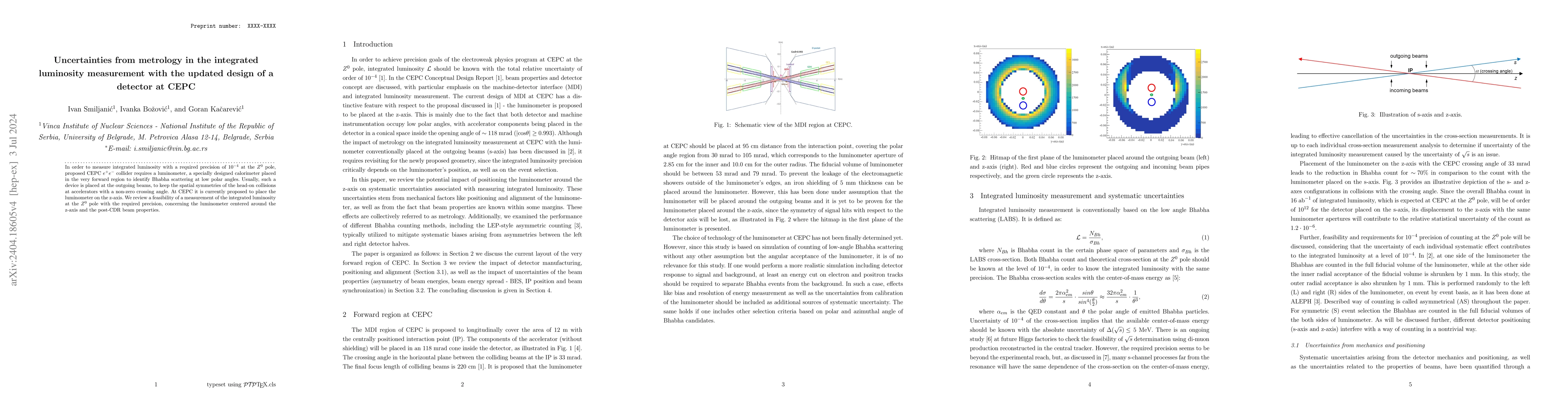 Thumbnail for Uncertainties from metrology in the integrated luminosity measurement
  with the updated design of a detector at CEPC