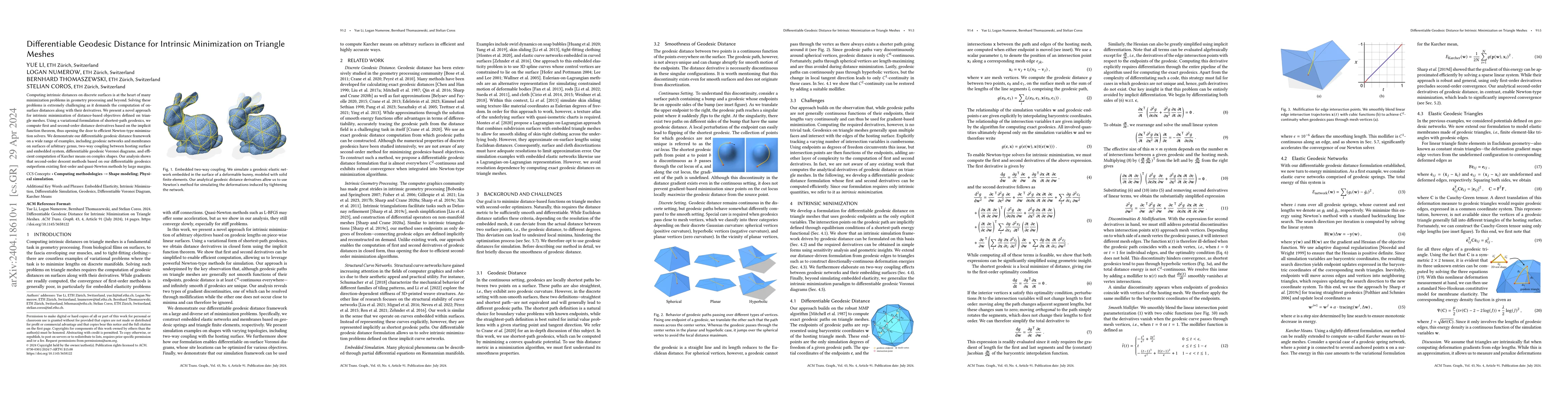Thumbnail for Differentiable Geodesic Distance for Intrinsic Minimization on Triangle
  Meshes