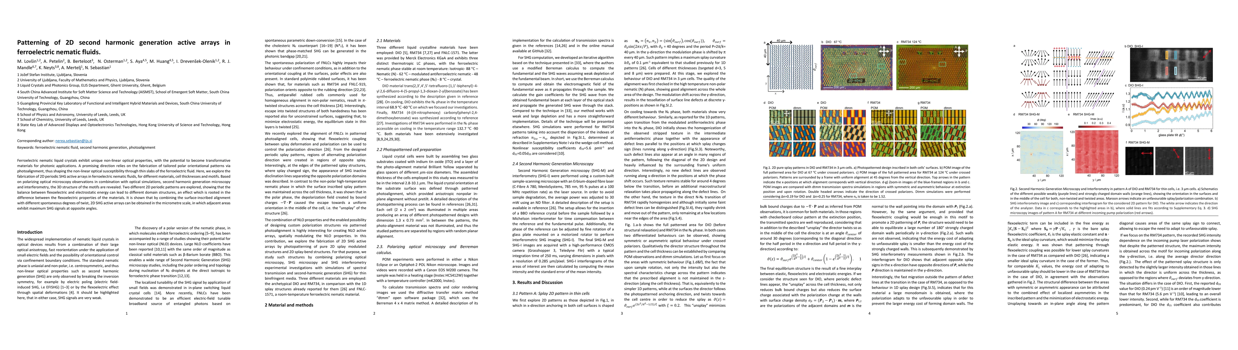 Thumbnail for Patterning of 2D second harmonic generation active arrays in
  ferroelectric nematic fluids