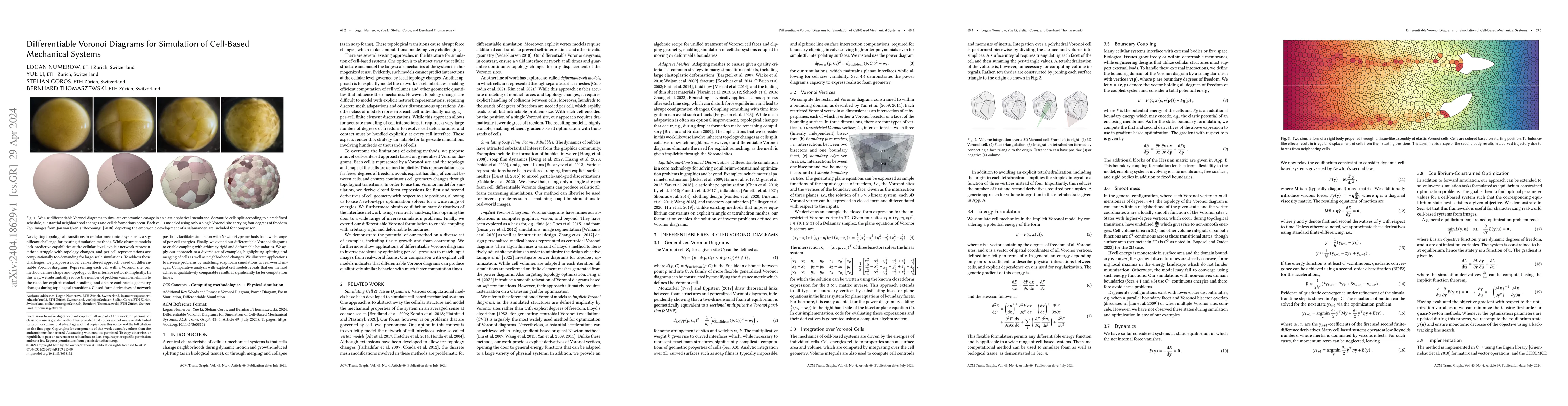 Thumbnail for Differentiable Voronoi Diagrams for Simulation of Cell-Based Mechanical
  Systems