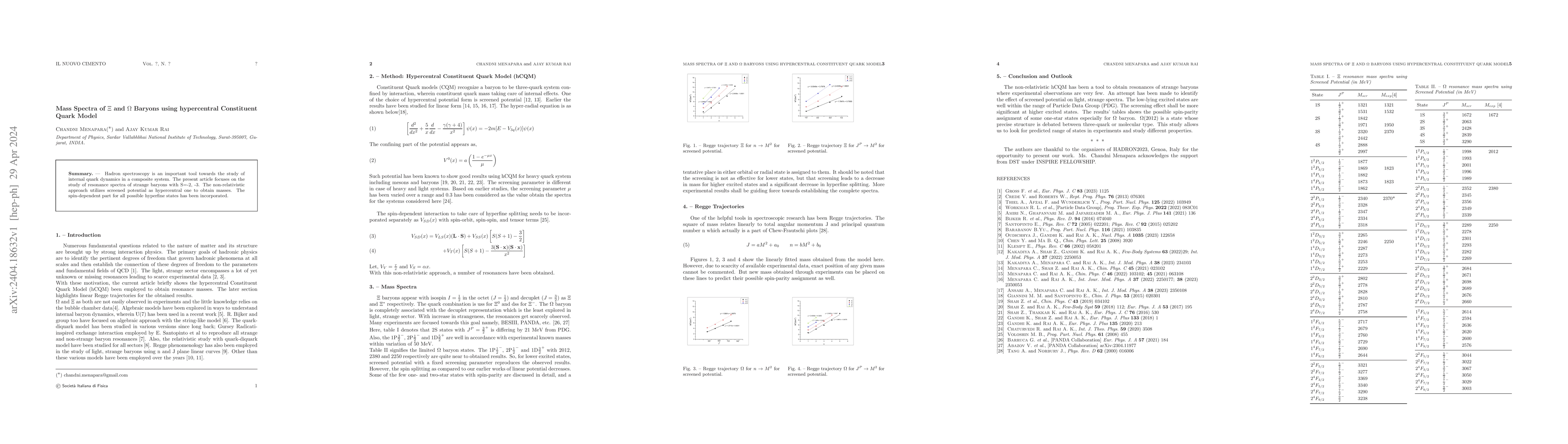 Thumbnail for Mass Spectra of $\Xi$ and $\Omega$ Baryons using hypercentral
  Constituent Quark Model