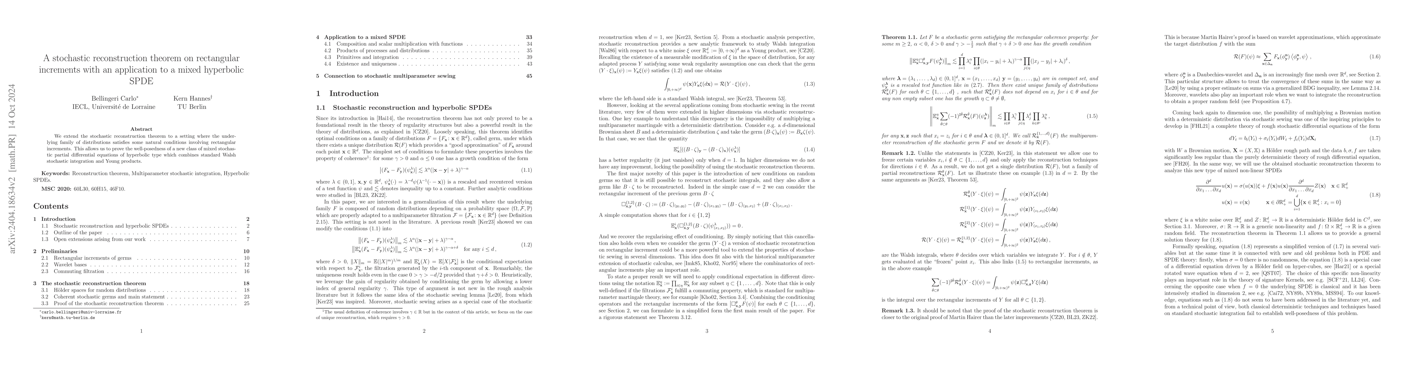Thumbnail for A Stochastic Reconstruction Theorem on Rectangular Increments with an
  Application to a Mixed Hyperbolic SPDE