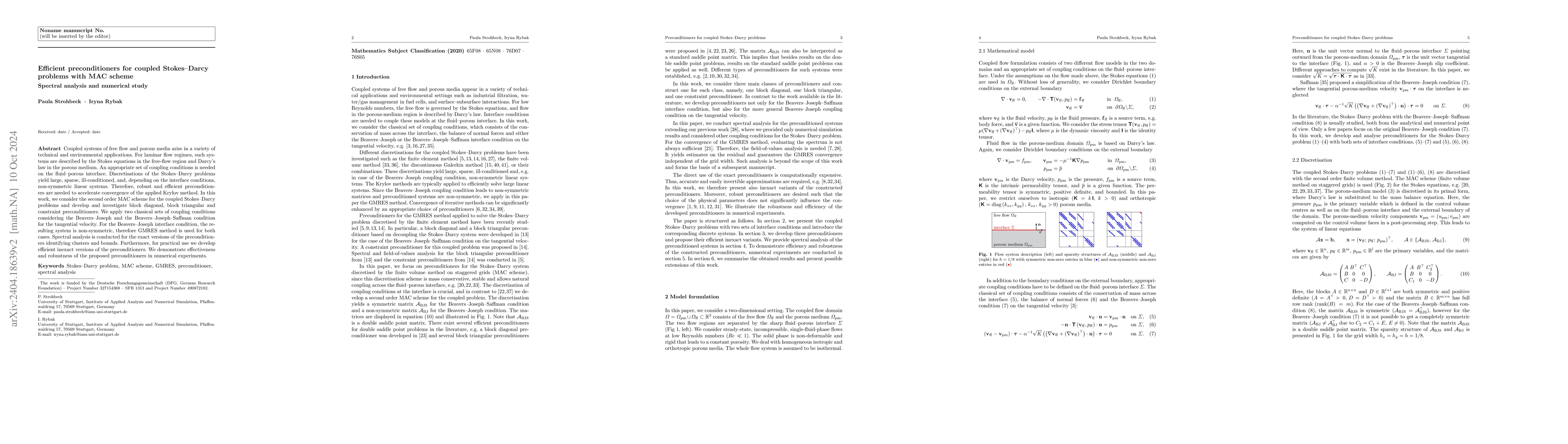 Thumbnail for Efficient preconditioners for coupled Stokes-Darcy problems