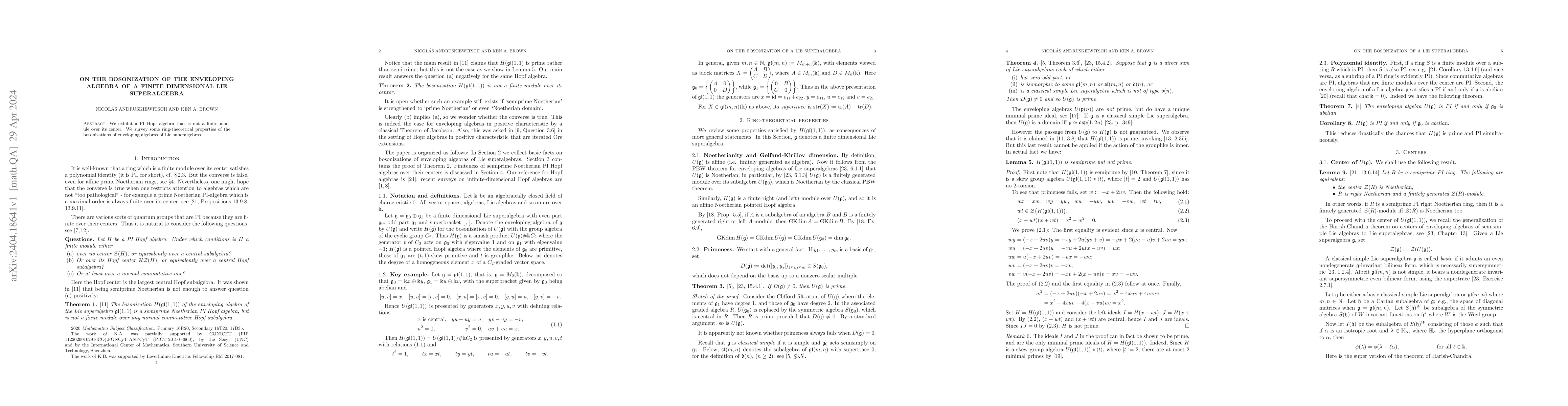 Thumbnail for On the bosonization of the enveloping algebra of a finite dimensional
  Lie superalgebra