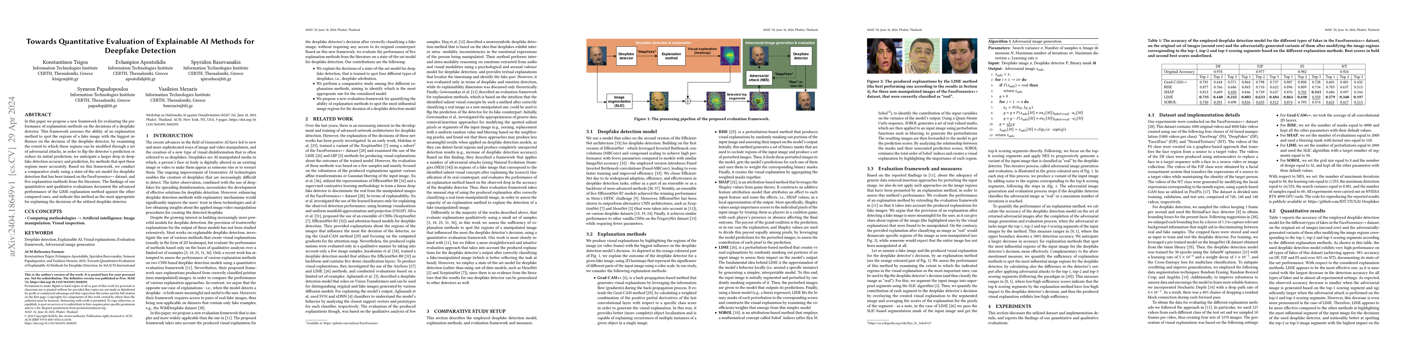 Thumbnail for Towards Quantitative Evaluation of Explainable AI Methods for Deepfake
  Detection