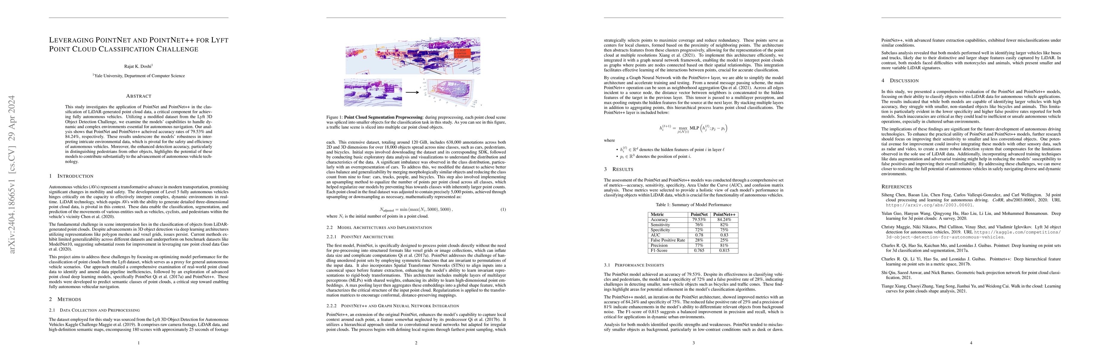 Thumbnail for Leveraging PointNet and PointNet++ for Lyft Point Cloud Classification
  Challenge