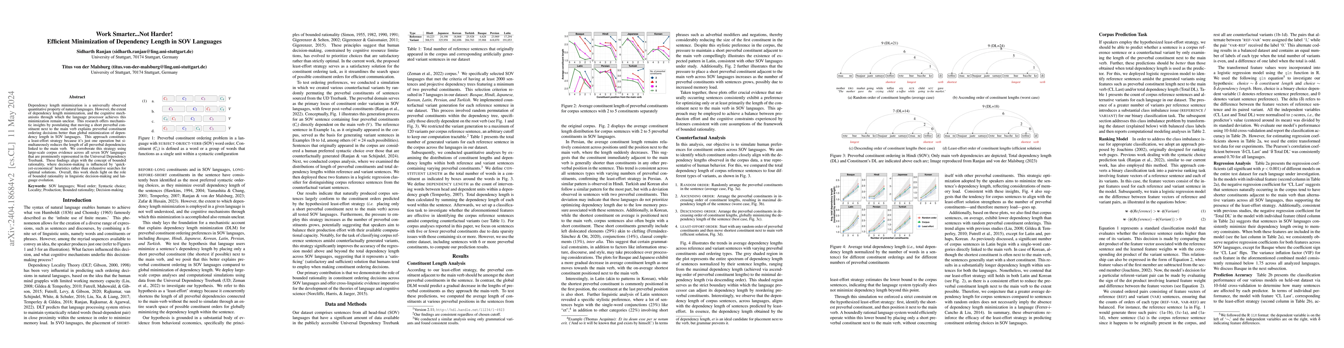 Thumbnail for Work Smarter...Not Harder: Efficient Minimization of Dependency Length
  in SOV Languages