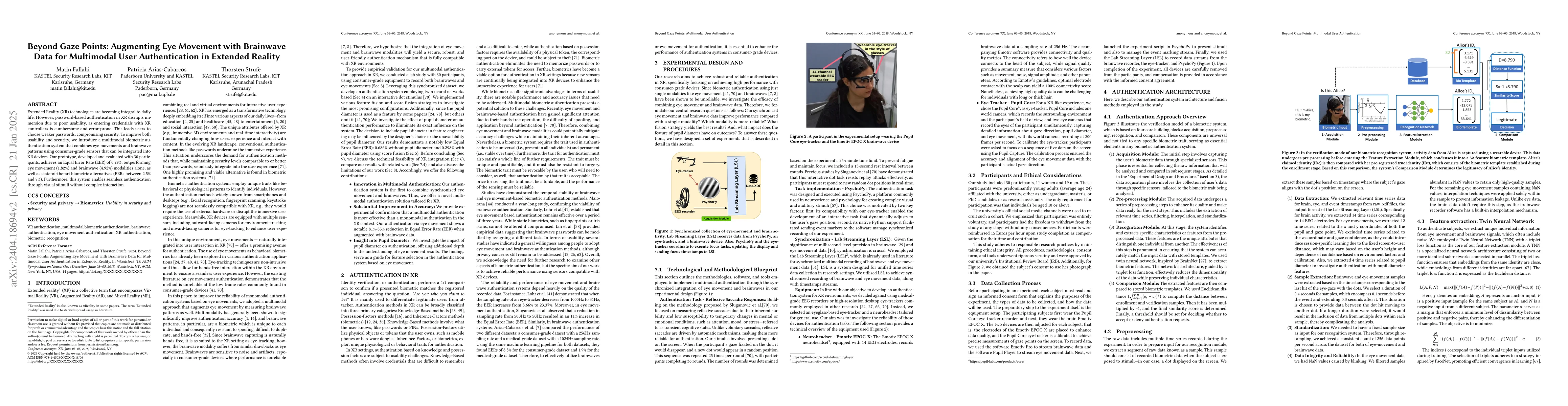 Thumbnail for Beyond Gaze Points: Augmenting Eye Movement with Brainwave Data for
  Multimodal User Authentication in Extended Reality