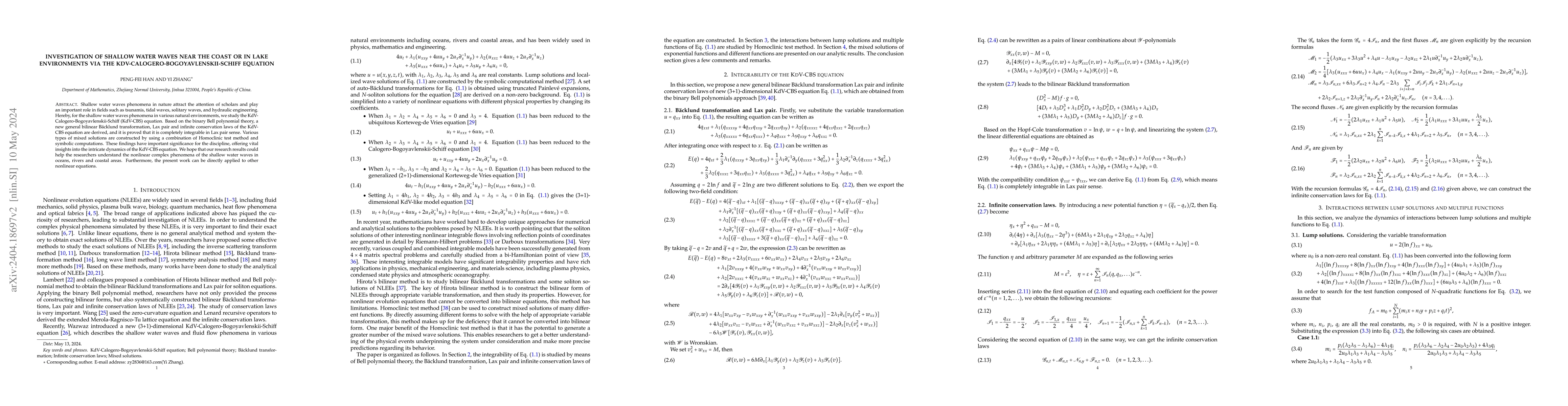 Thumbnail for Investigation of shallow water waves near the coast or in lake
  environments via the KdV-Calogero-Bogoyavlenskii-Schiff equation