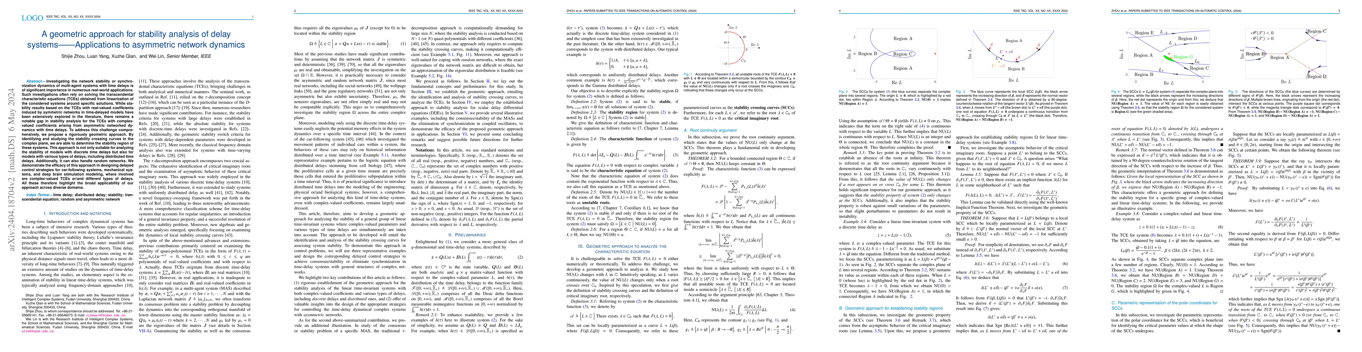 Thumbnail for A geometric approach for stability analysis of delay systems:
  Applications to network dynamics