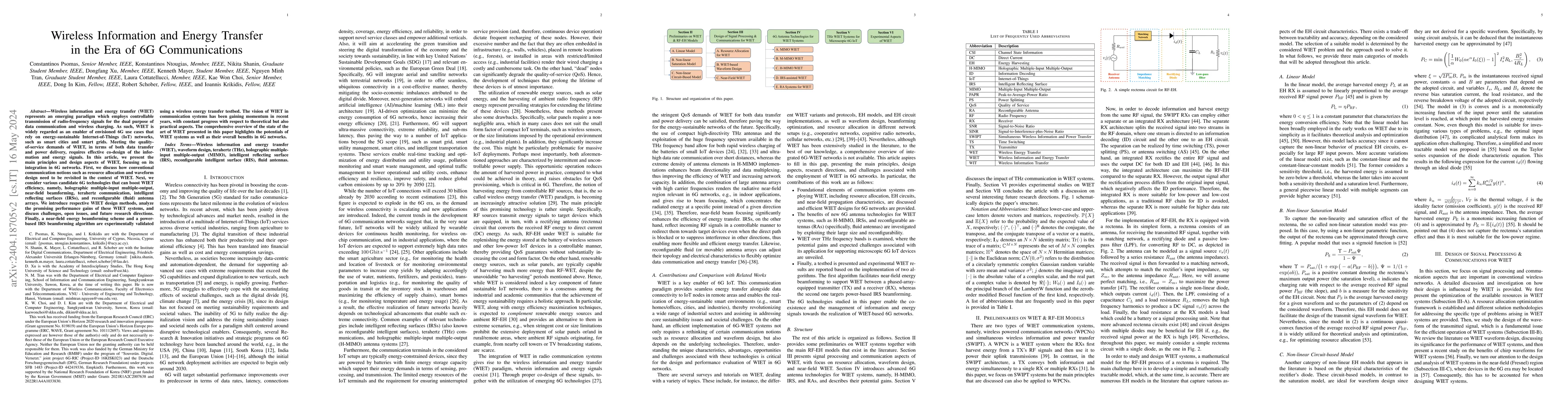 Thumbnail for Wireless Information and Energy Transfer in the Era of 6G Communications