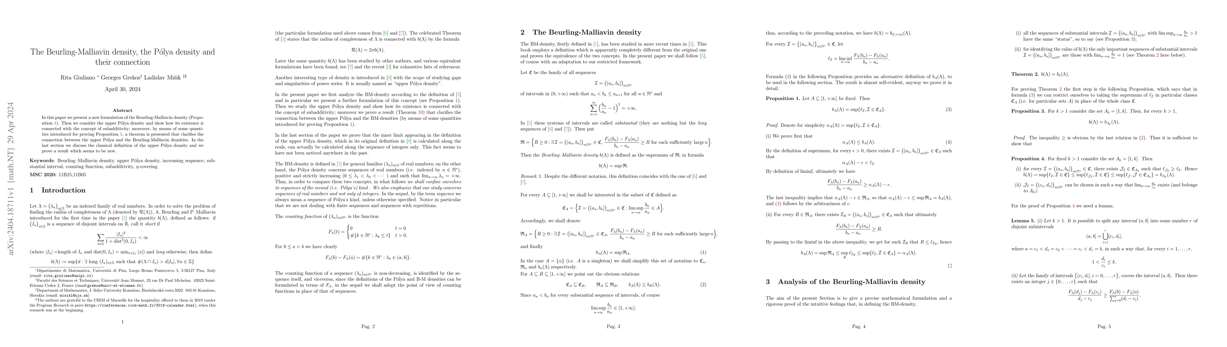 Thumbnail for The Beurling-Malliavin density, the Polya density and their connection