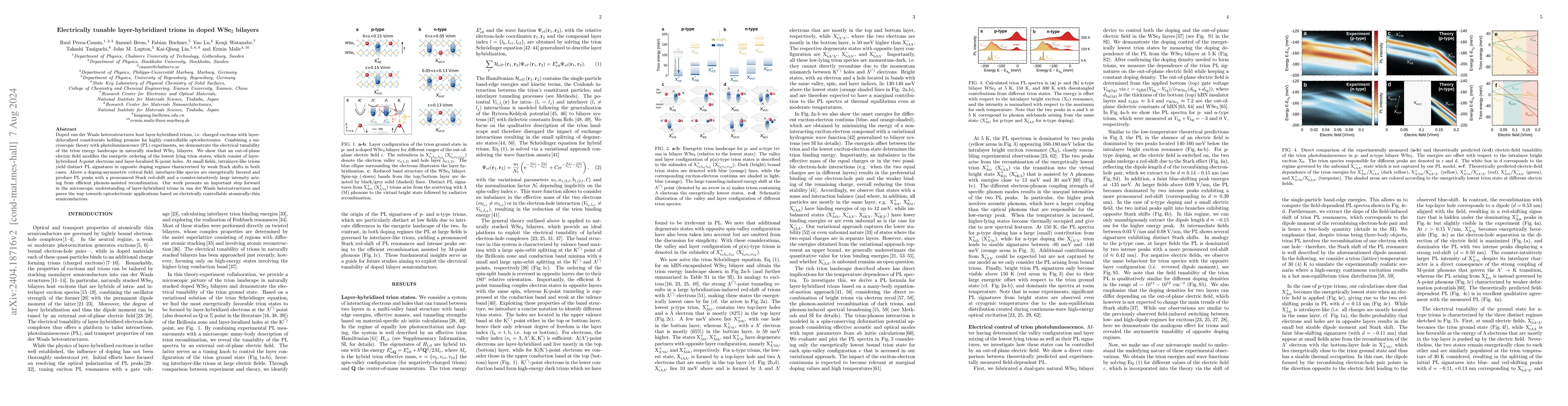 Thumbnail for Electrically tunable layer-hybridized trions in doped WSe$_2$ bilayers