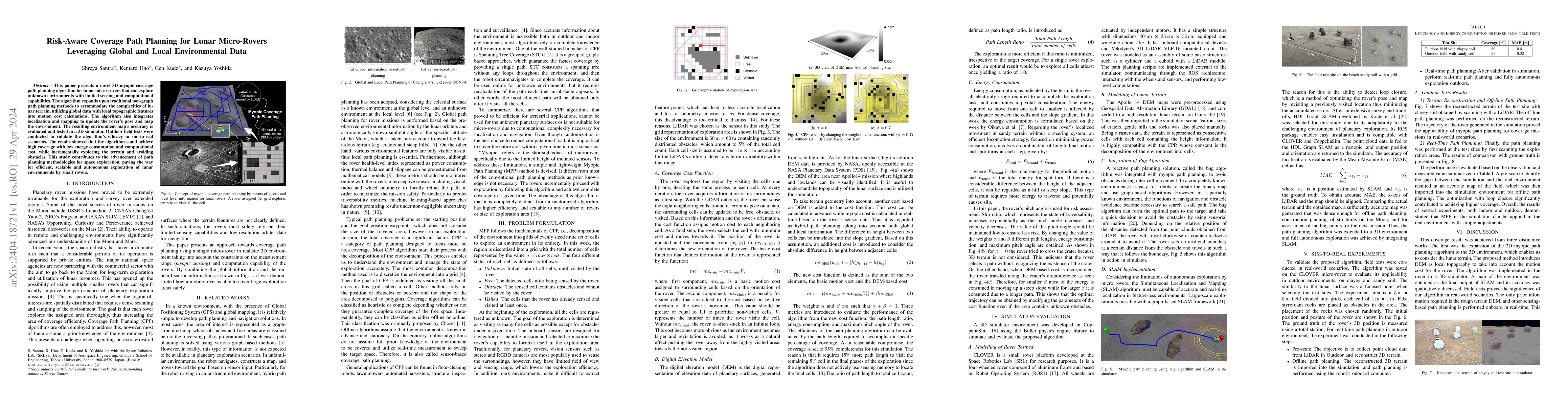 Thumbnail for Risk-Aware Coverage Path Planning for Lunar Micro-Rovers Leveraging
  Global and Local Environmental Data