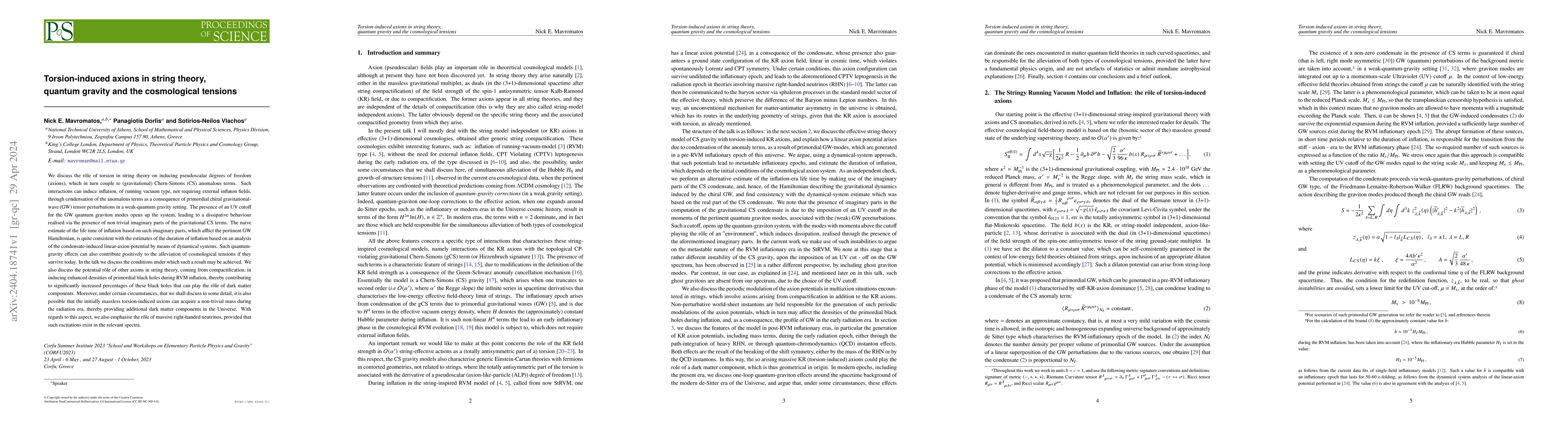 Thumbnail for Torsion-induced axions in string theory, quantum gravity and the
  cosmological tensions