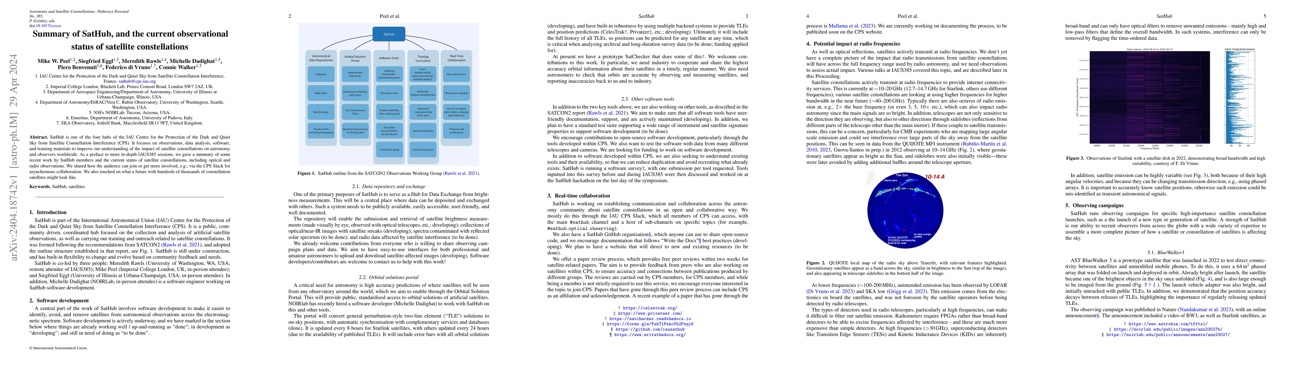 Thumbnail for Summary of SatHub, and the current observational status of satellite
  constellations