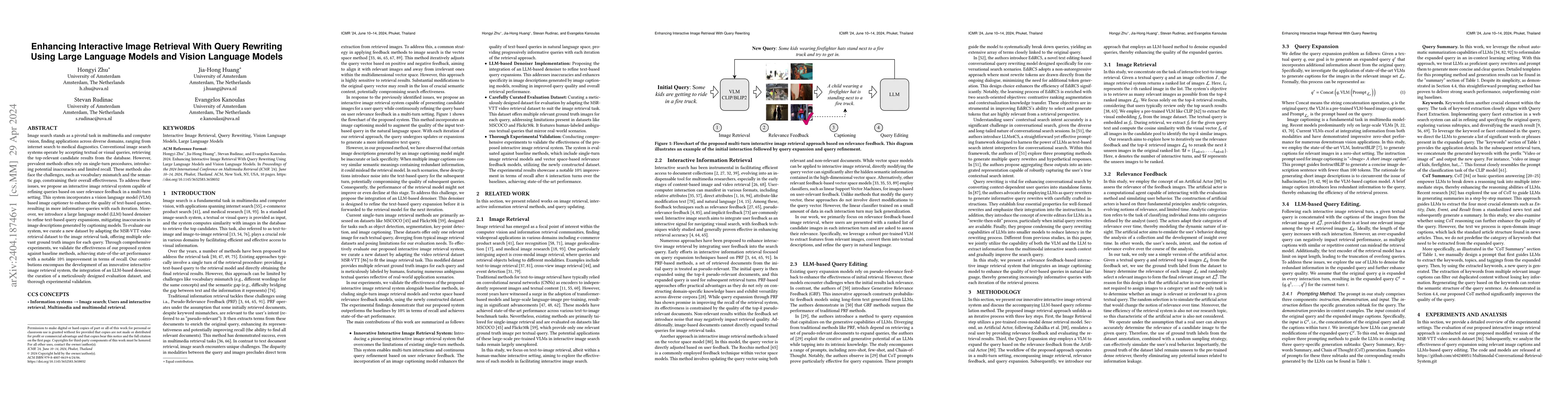 Thumbnail for Enhancing Interactive Image Retrieval With Query Rewriting Using Large
  Language Models and Vision Language Models