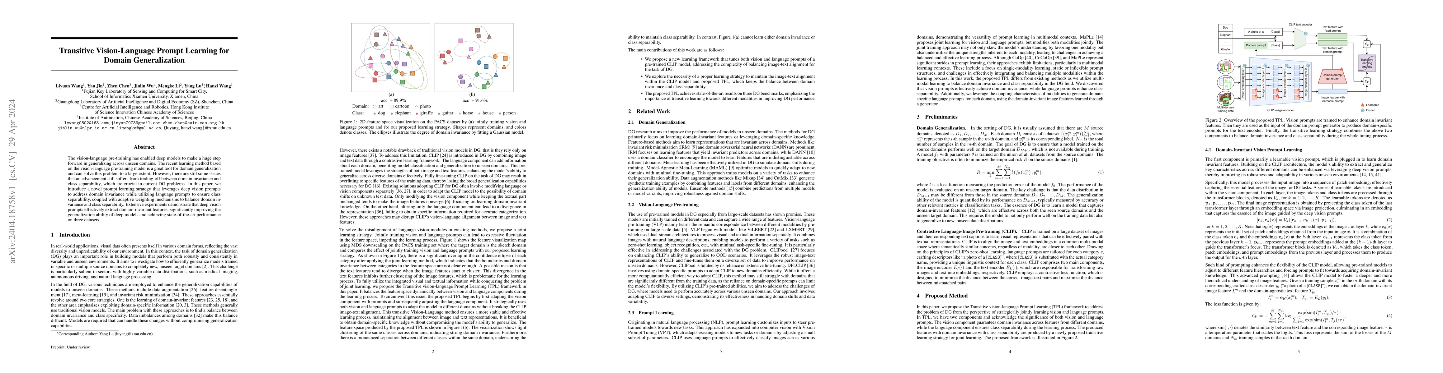 Thumbnail for Transitive Vision-Language Prompt Learning for Domain Generalization