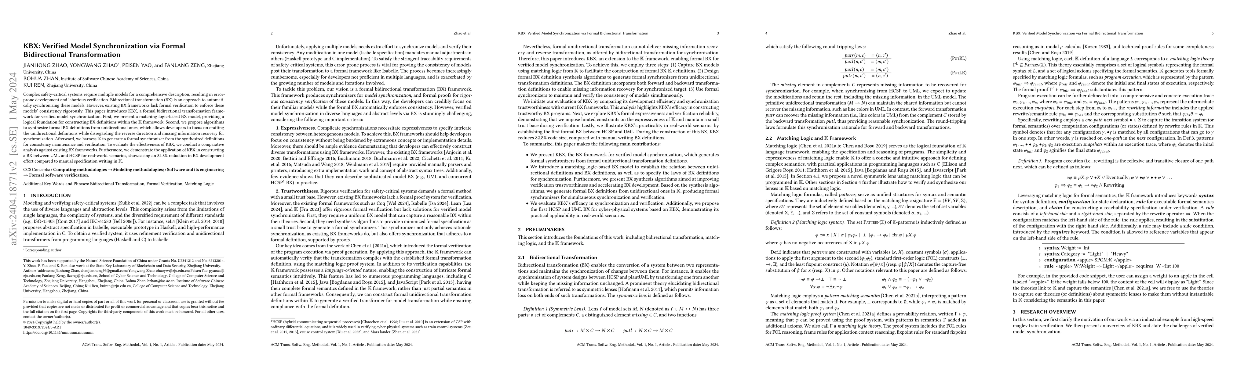 Thumbnail for KBX: Verified Model Synchronization via Formal Bidirectional
  Transformation