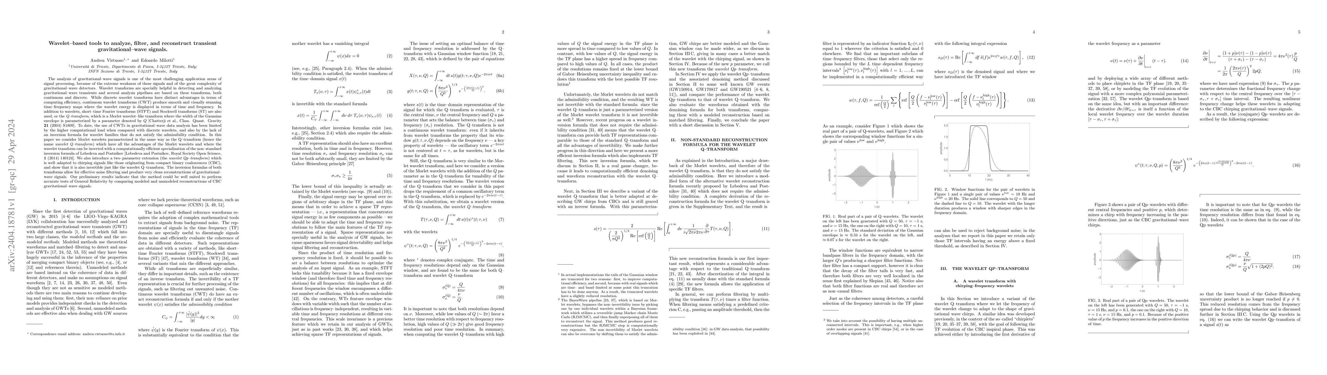 Thumbnail for Wavelet-based tools to analyze, filter, and reconstruct transient
  gravitational-wave signals