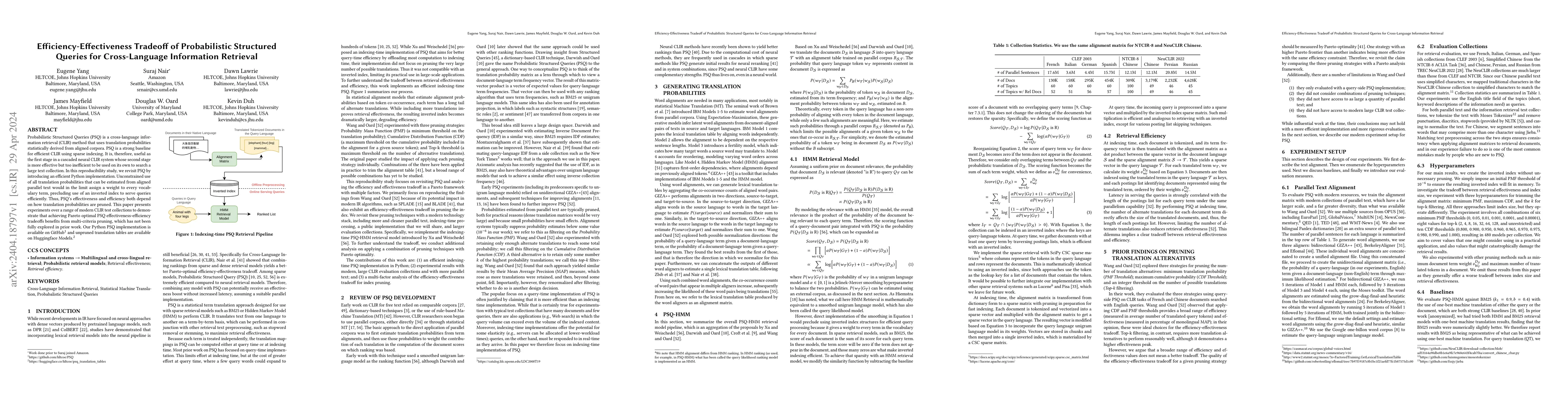 Thumbnail for Efficiency-Effectiveness Tradeoff of Probabilistic Structured Queries
  for Cross-Language Information Retrieval