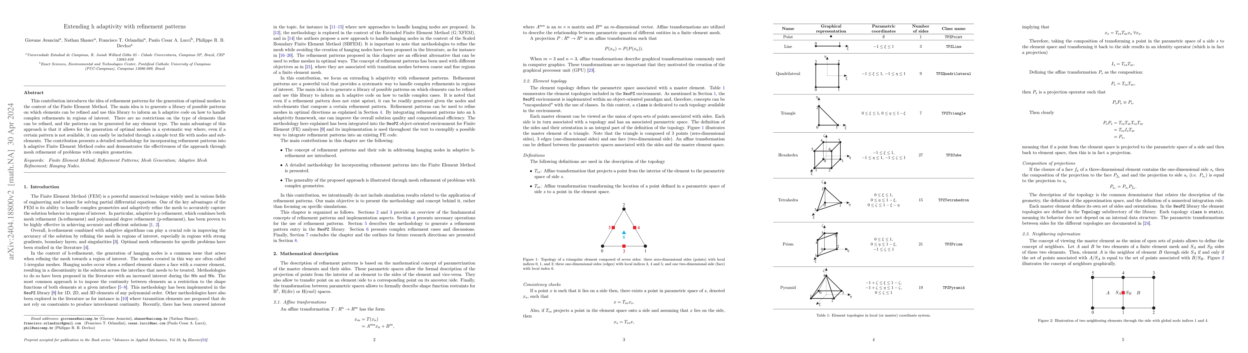 Thumbnail for Extending h adaptivity with refinement patterns