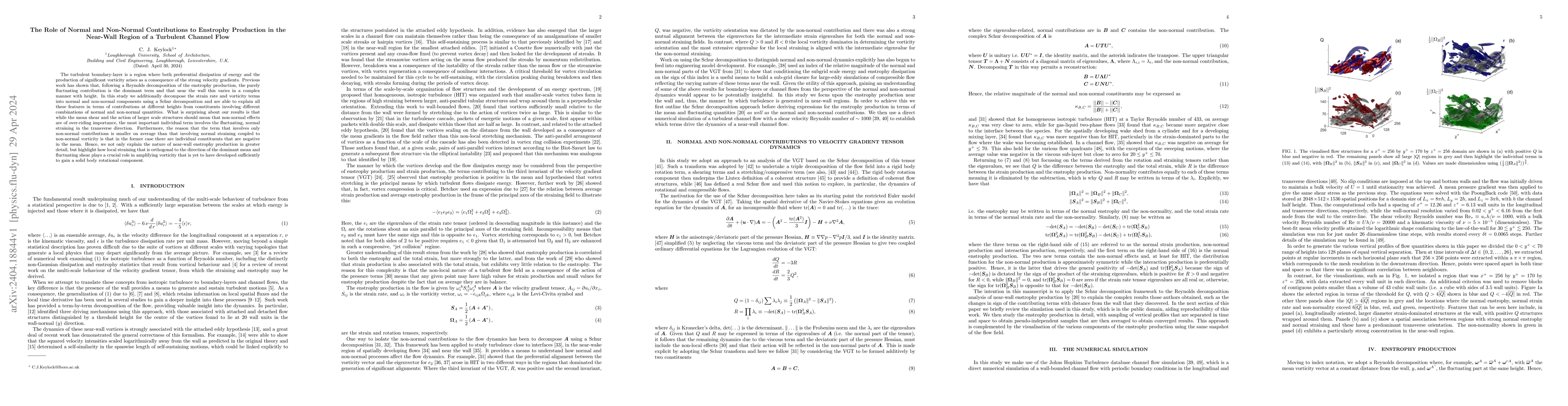 Thumbnail for The Role of Normal and Non-Normal Contributions to Enstrophy Production
  in the Near-Wall Region of a Turbulent Channel Flow