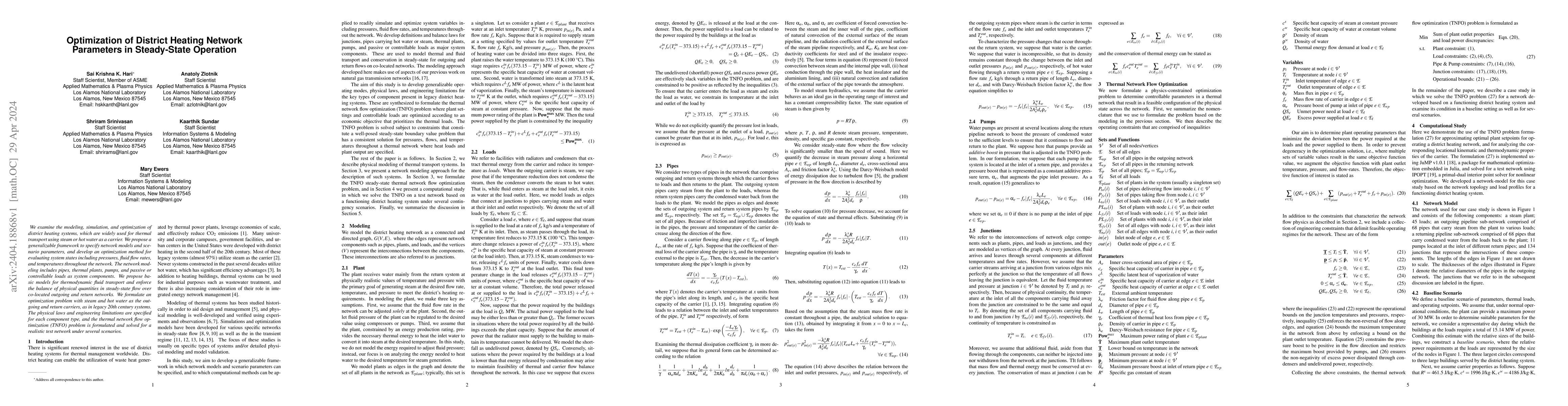 Thumbnail for Optimization of District Heating Network Parameters in Steady-State
  Operation