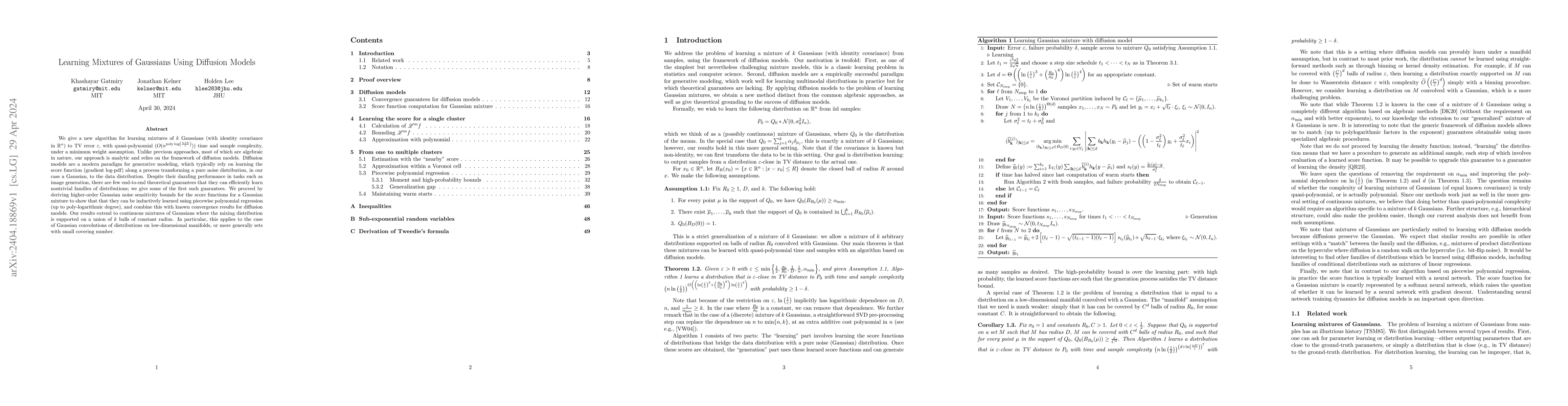 Thumbnail for Learning Mixtures of Gaussians Using Diffusion Models