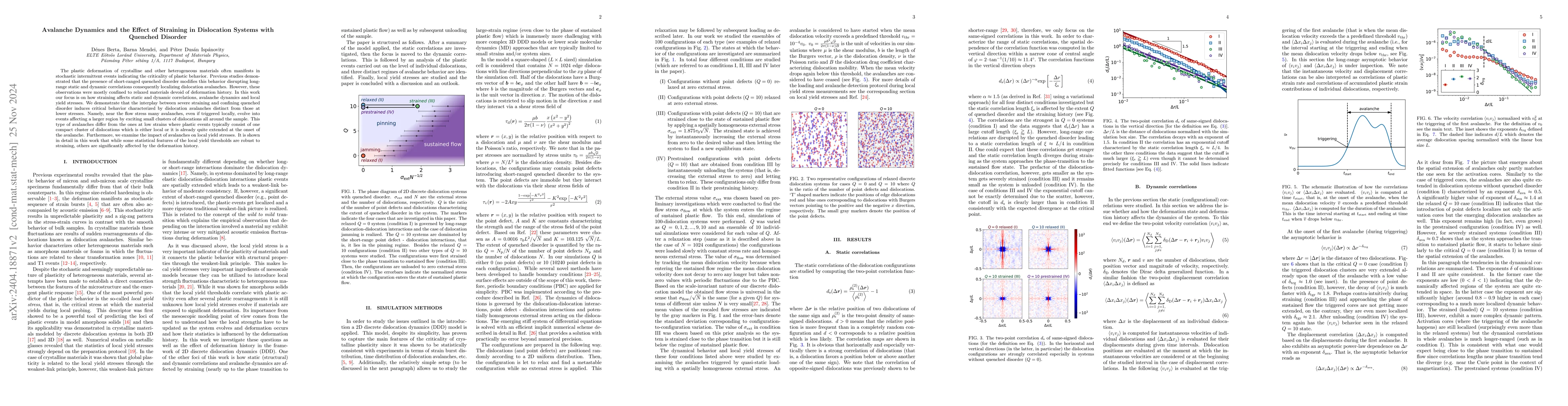 Thumbnail for Avalanche Dynamics and the Effect of Straining in Dislocation Systems
  with Quenched Disorder