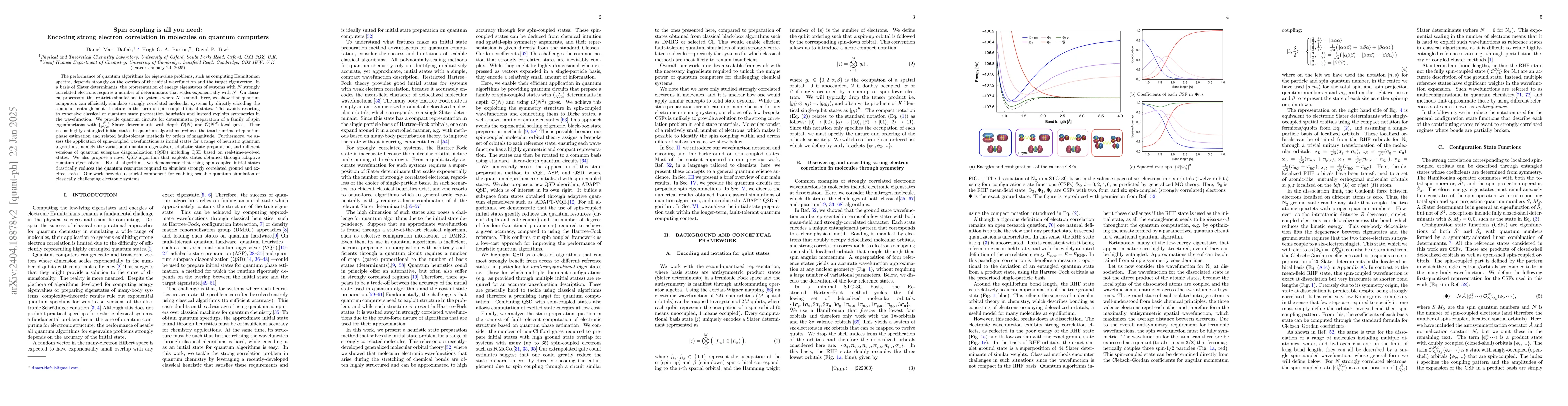 Thumbnail for Spin coupling is all you need: Encoding strong electron correlation on
  quantum computers