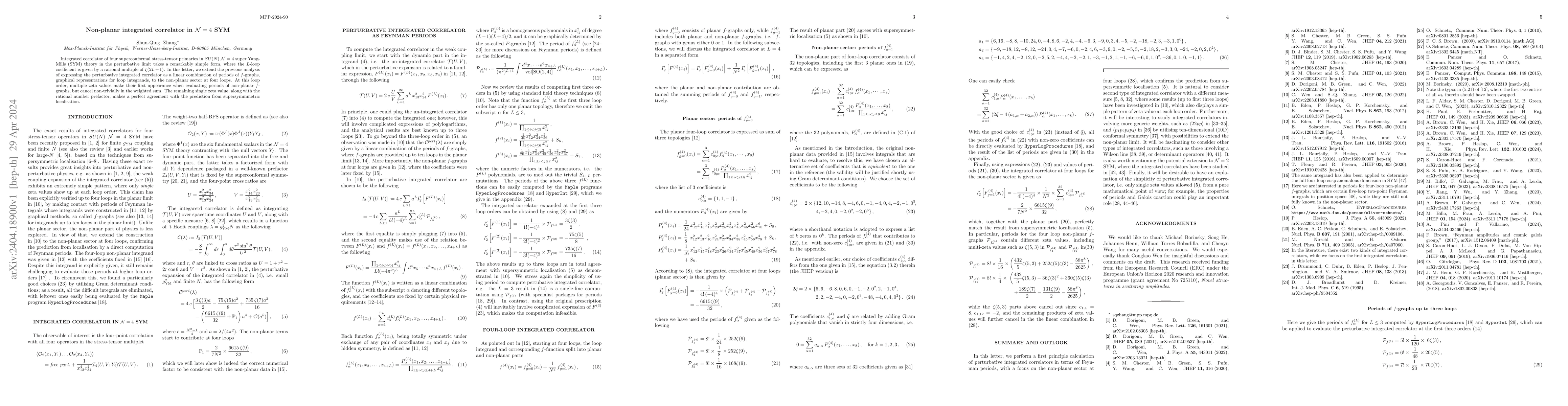 Thumbnail for Non-planar integrated correlator in $\mathcal{N}=4$ SYM
