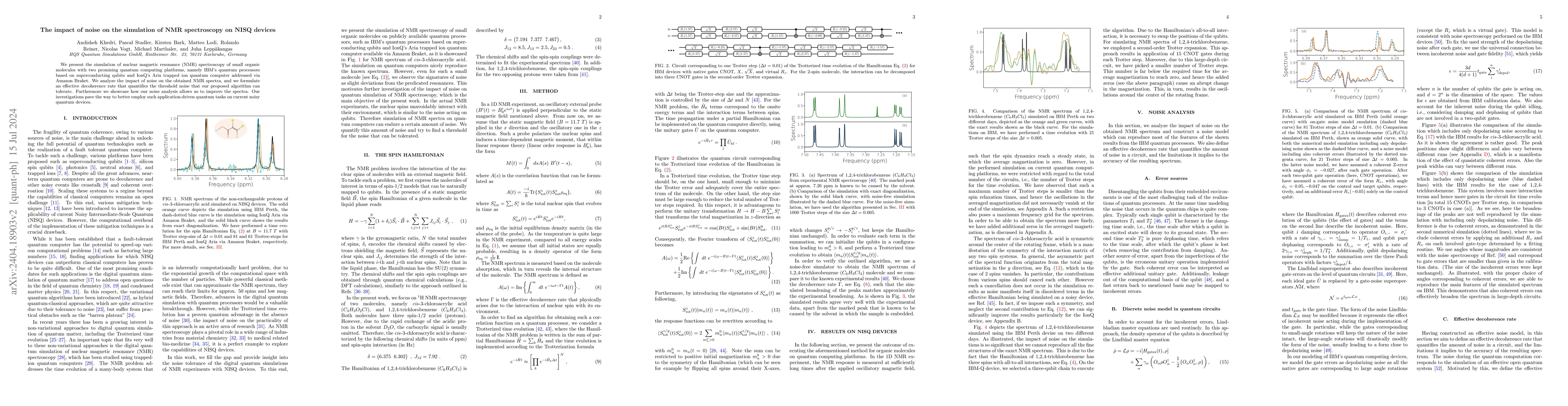 Thumbnail for The impact of noise on the simulation of NMR spectroscopy on NISQ
  devices
