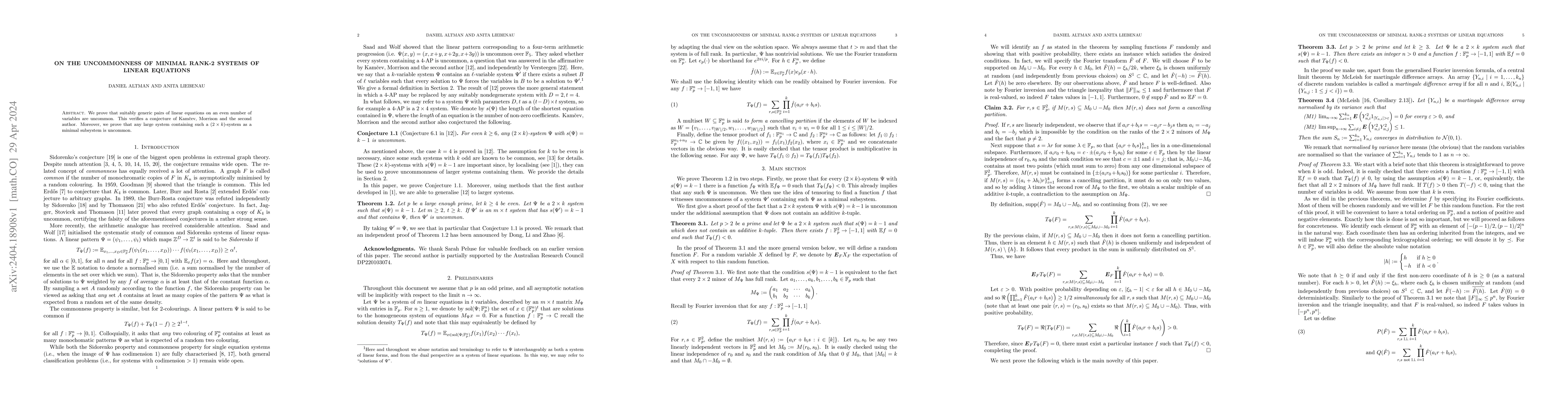 Thumbnail for On the uncommonness of minimal rank-2 systems of linear equations