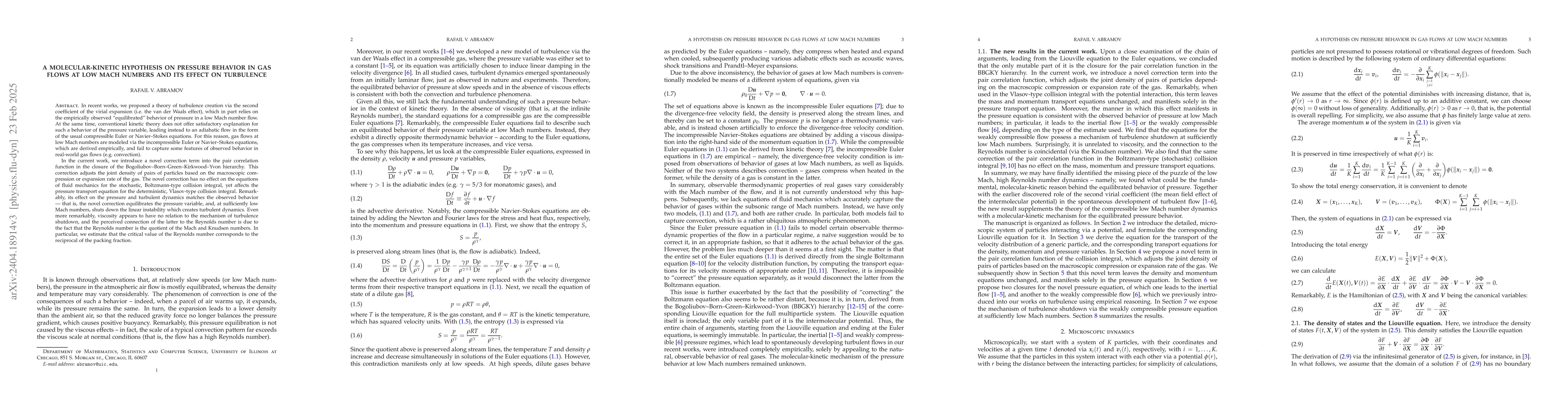 Thumbnail for On the behavior of pressure in a low Mach number flow