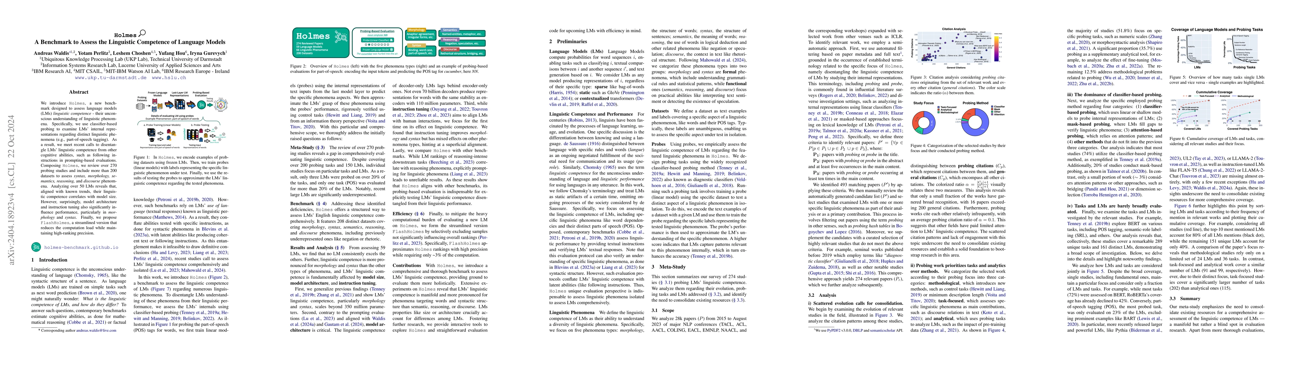 Thumbnail for Holmes: Benchmark the Linguistic Competence of Language Models