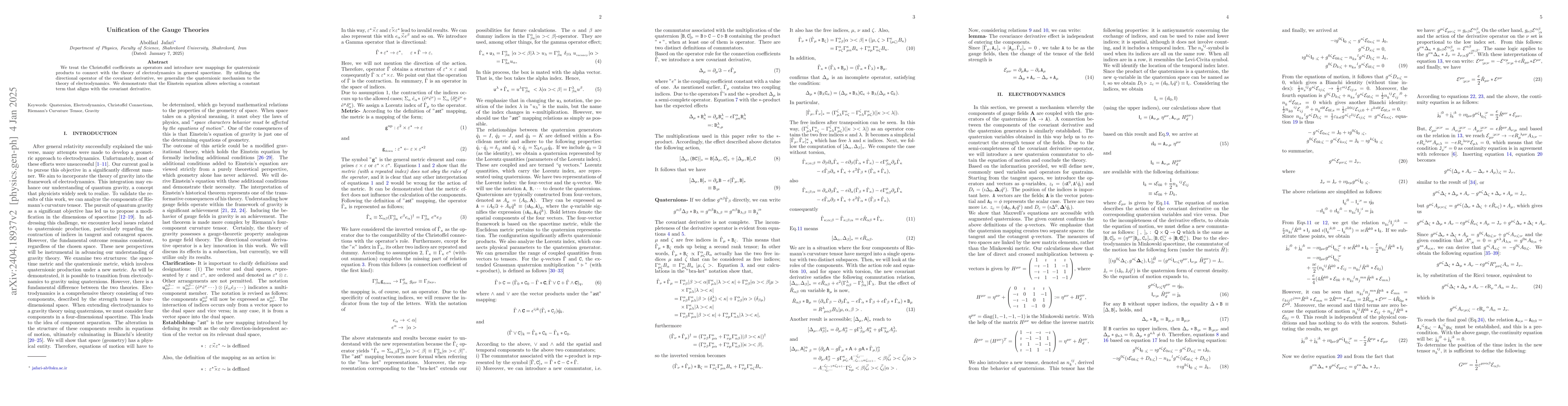 Thumbnail for Unification of the Gauge Theories
