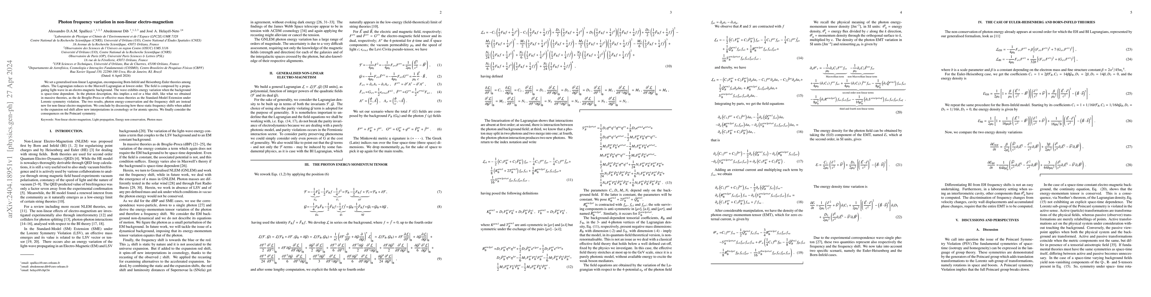 Thumbnail for Photon frequency variation in non-linear electro-magnetism