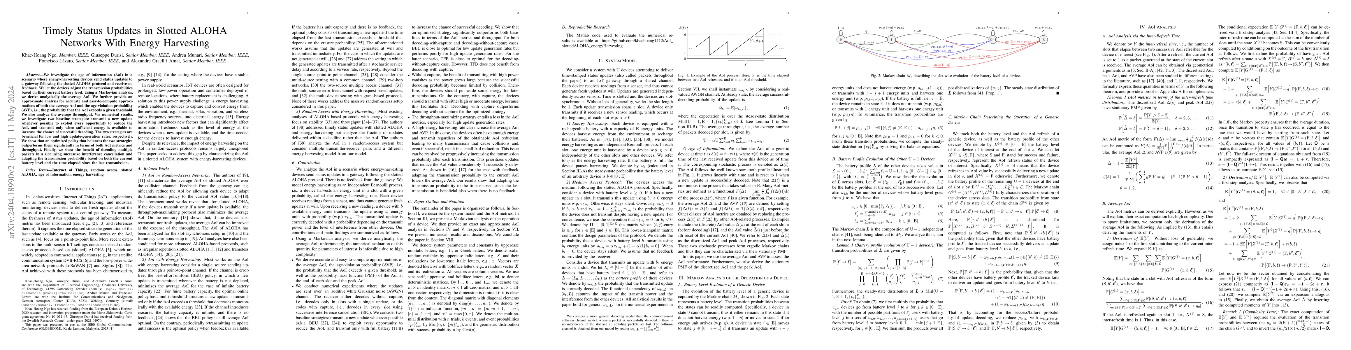 Thumbnail for Timely Status Updates in Slotted ALOHA Networks With Energy Harvesting