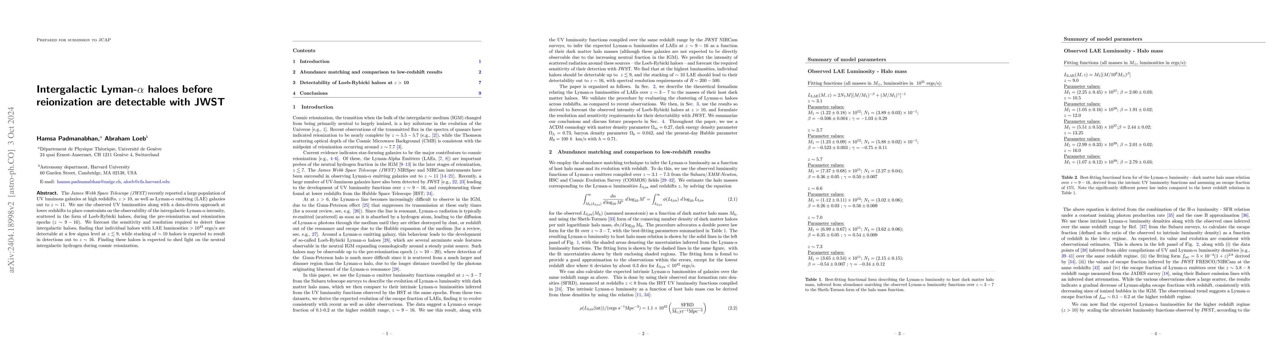 Thumbnail for Intergalactic Lyman-$\alpha$ haloes before reionization are detectable
  with JWST