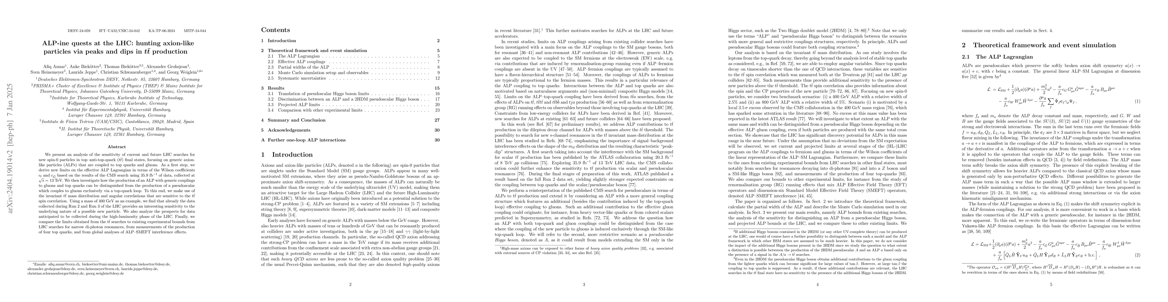 Thumbnail for ALP-ine quests at the LHC: hunting axion-like particles via peaks and
  dips in $t \bar{t}$ production