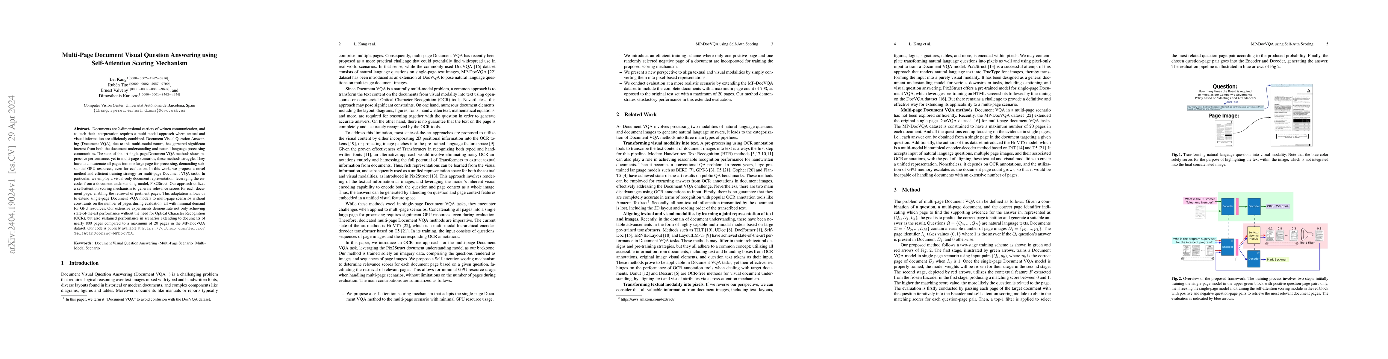 Thumbnail for Multi-Page Document Visual Question Answering using Self-Attention
  Scoring Mechanism