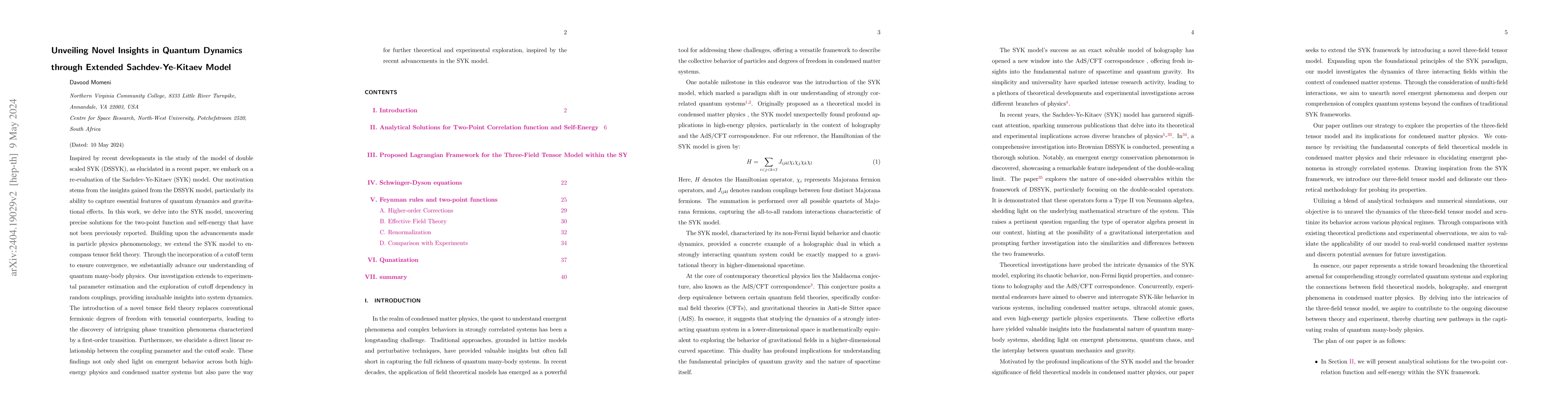 Thumbnail for Unveiling Novel Insights in Quantum Dynamics through Extended
  Sachdev-Ye-Kitaev Model