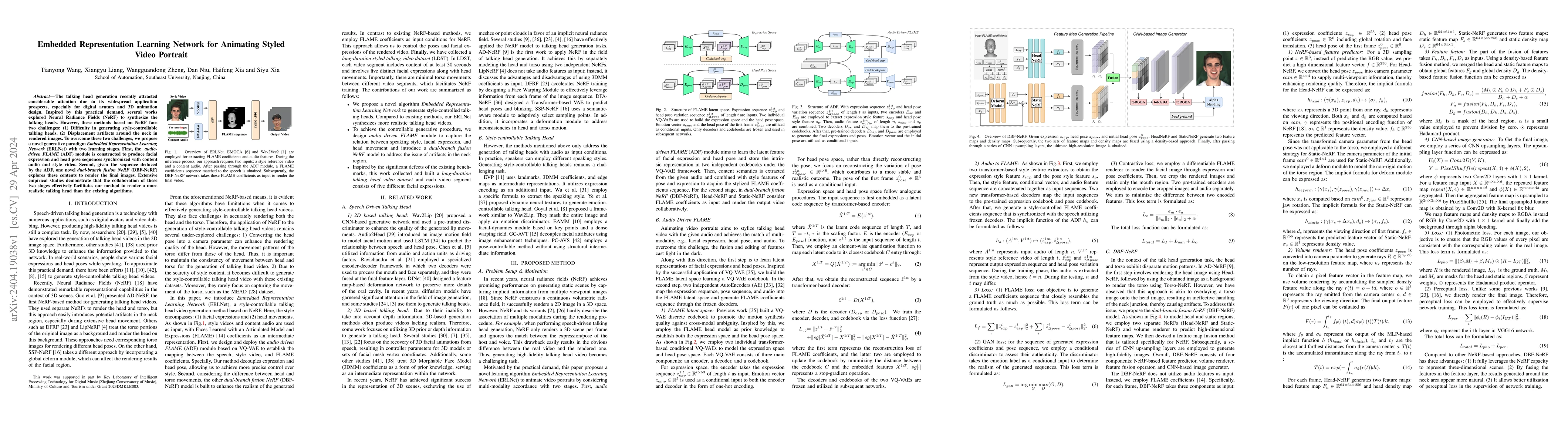 Thumbnail for Embedded Representation Learning Network for Animating Styled Video
  Portrait