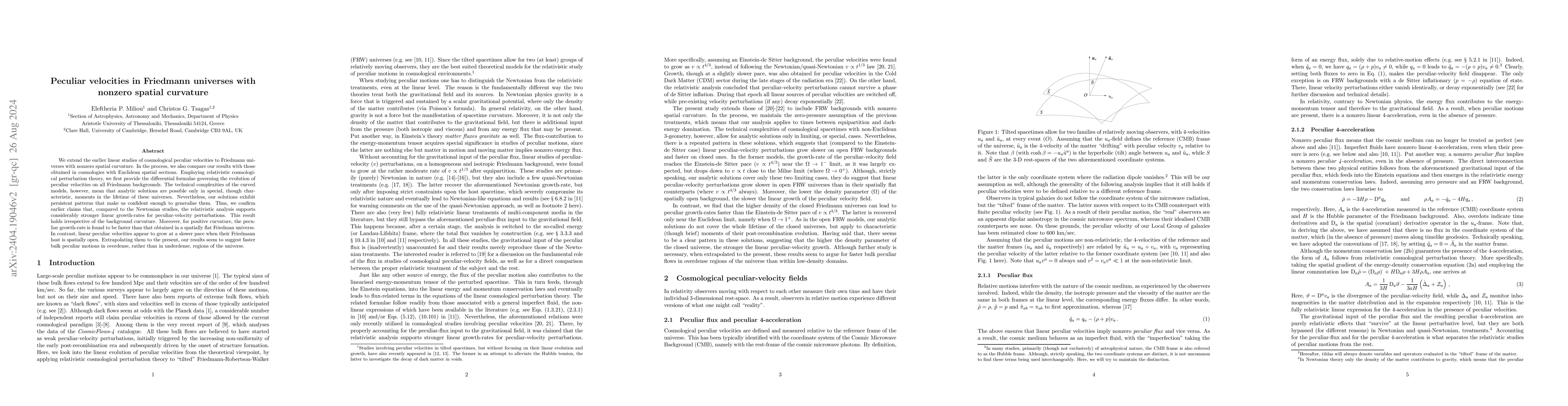 Thumbnail for Peculiar velocities in Friedmann universes with nonzero spatial
  curvature